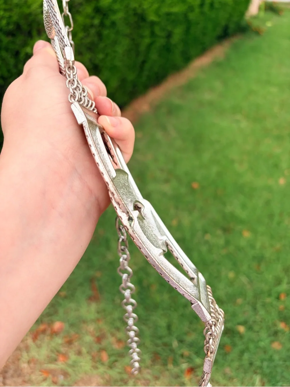 Chicos Vintage Statement Metal Belt, Y2K, Large Hip Chunky Link Chain, Retro